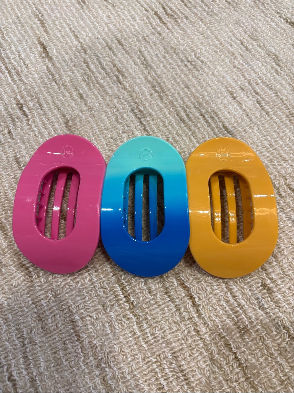 Teleties Bright Oval Hair Clips - Pink, Blue, Yellow